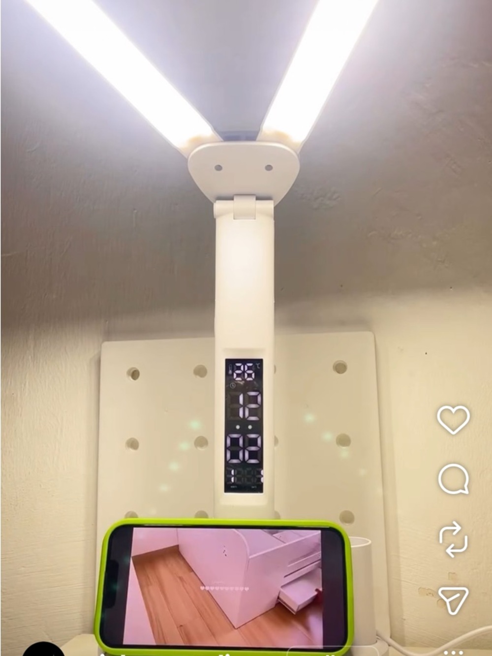 White LED Desk Lamp with Digital Display and Organizer